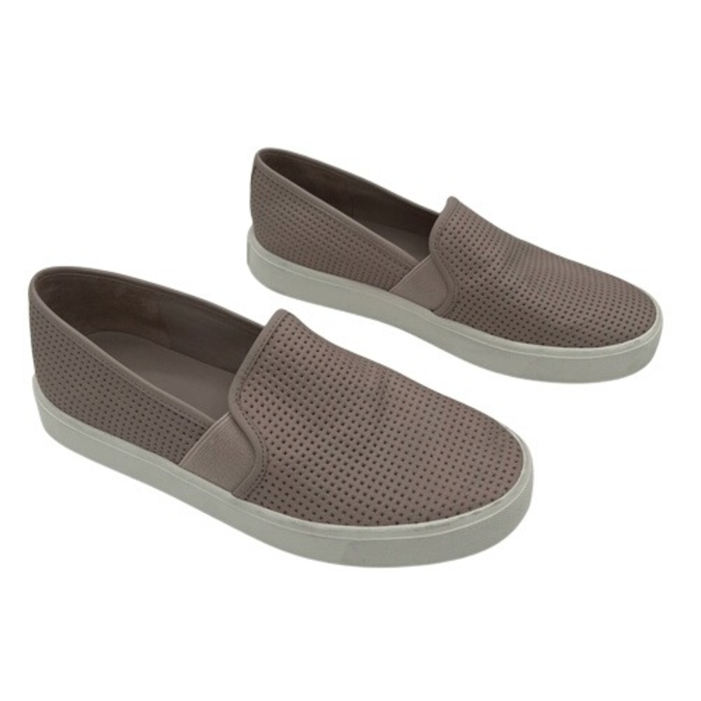 Vince Blair Taupe Perforated Leather Slip-On Sneakers Women's Size 5 - Picture 3 of 8